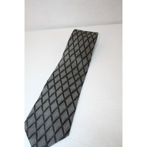 Mazzoni Italy Mens Necktie Black White Diamonds Geometric
